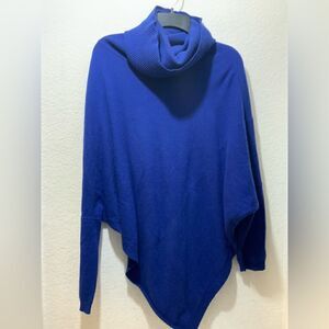 Inhabit 100% cashmere Knitted Cowl Neck Batwing Sleeves Tunic Tassels Poncho